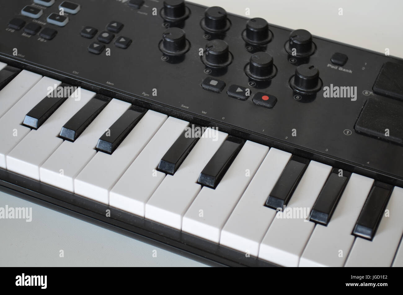 Piano or electone midi keyboard, electronic musical synthesizer Stock Photo