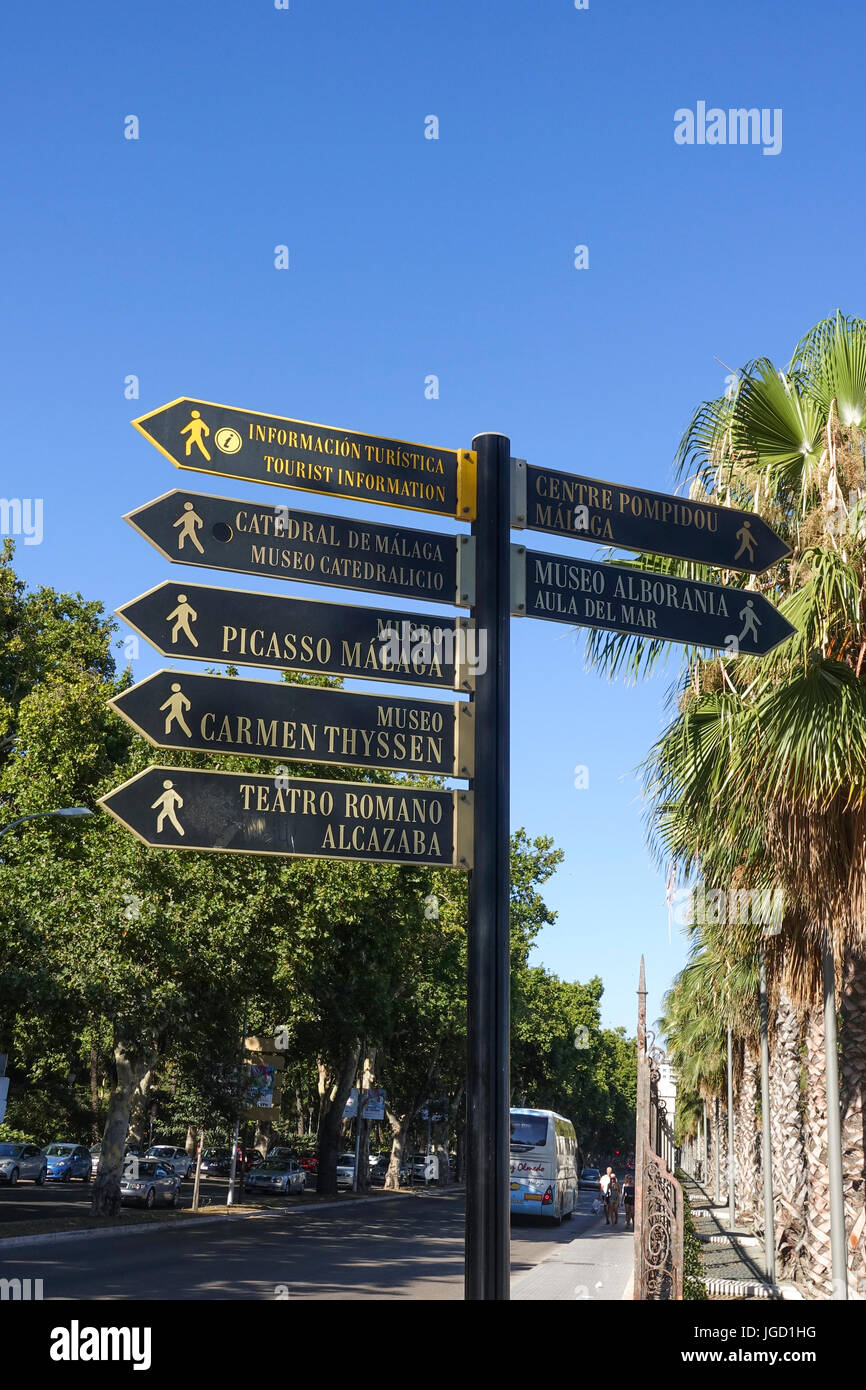 Tourist information, signals, directions, Malaga, Spain Stock Photo Alamy