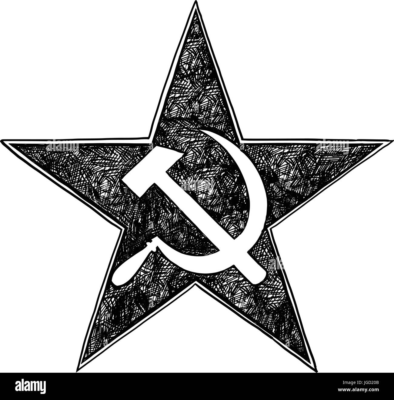 Hammer and sickle inside star- symbol of communism and Soviet Union Stock Vector
