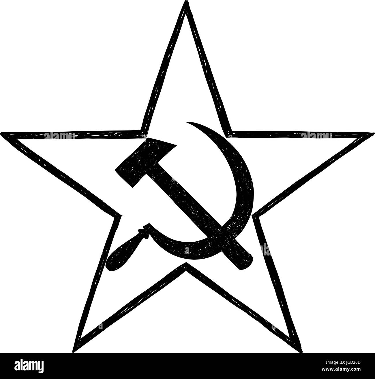 Hammer and sickle inside star- symbol of communism and Soviet Union Stock Vector