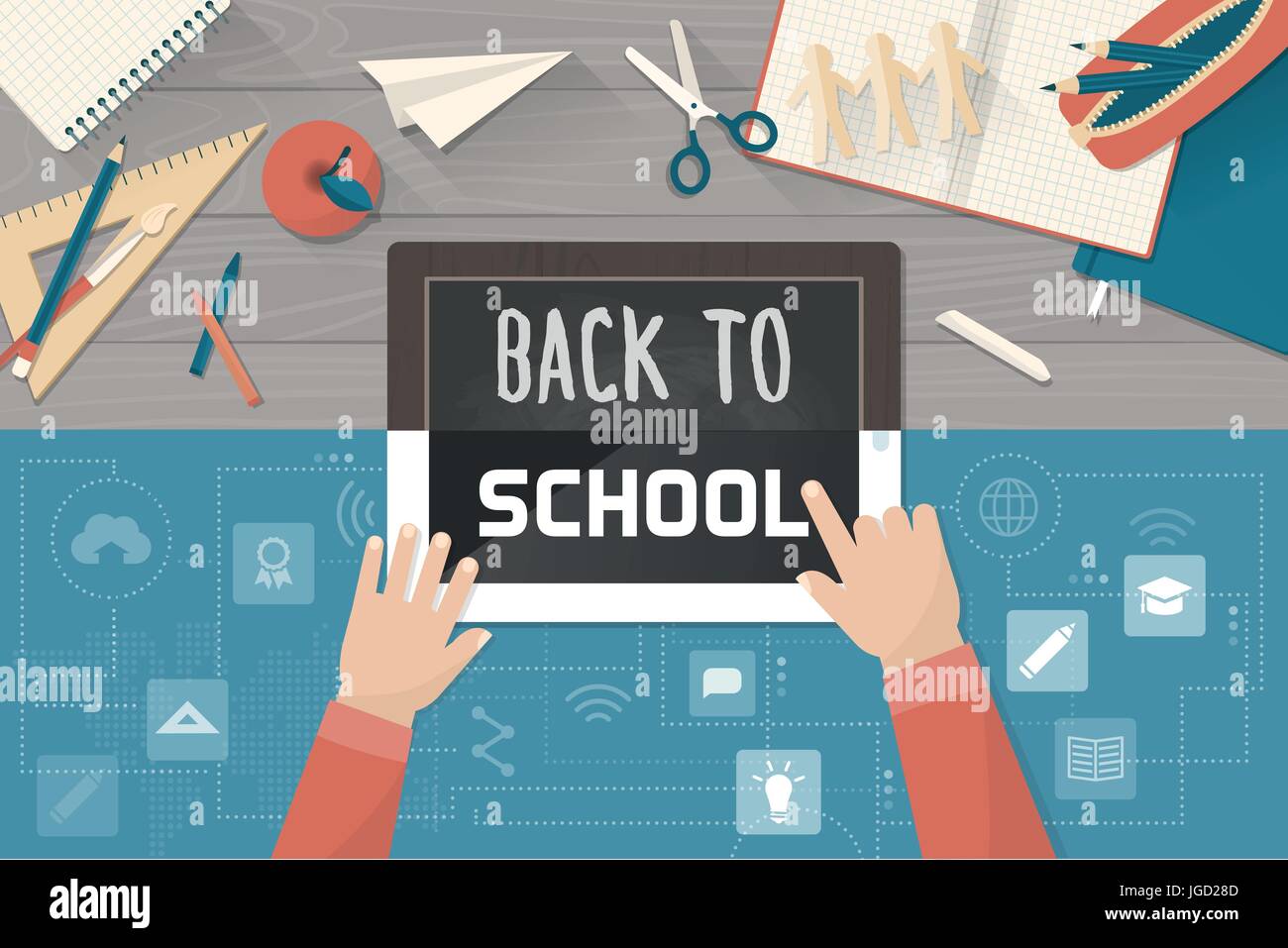 Back to school evolution, yesterday and today: an old chalkboard ...