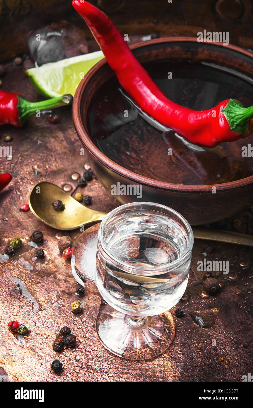 hot chili pepper cocktail with strong alcohol Stock Photo Alamy