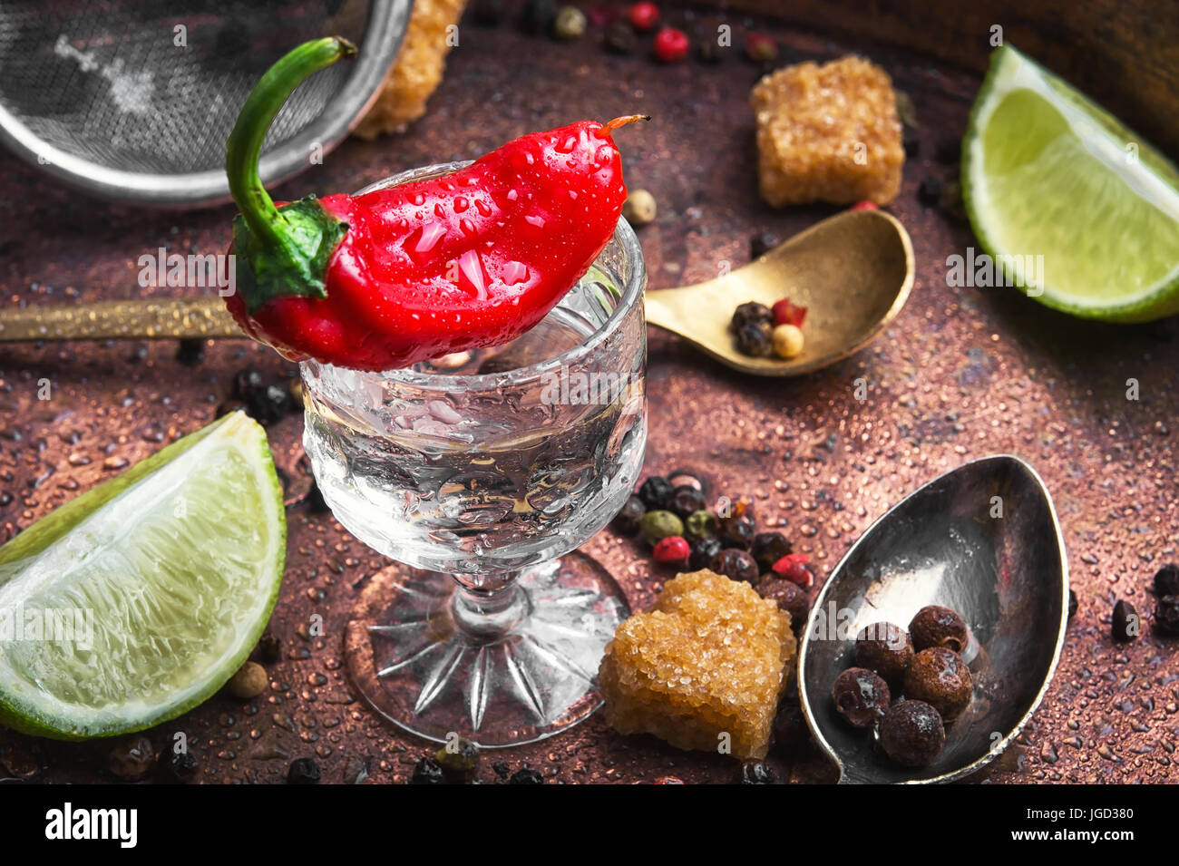 hot chili pepper cocktail with strong alcohol Stock Photo Alamy
