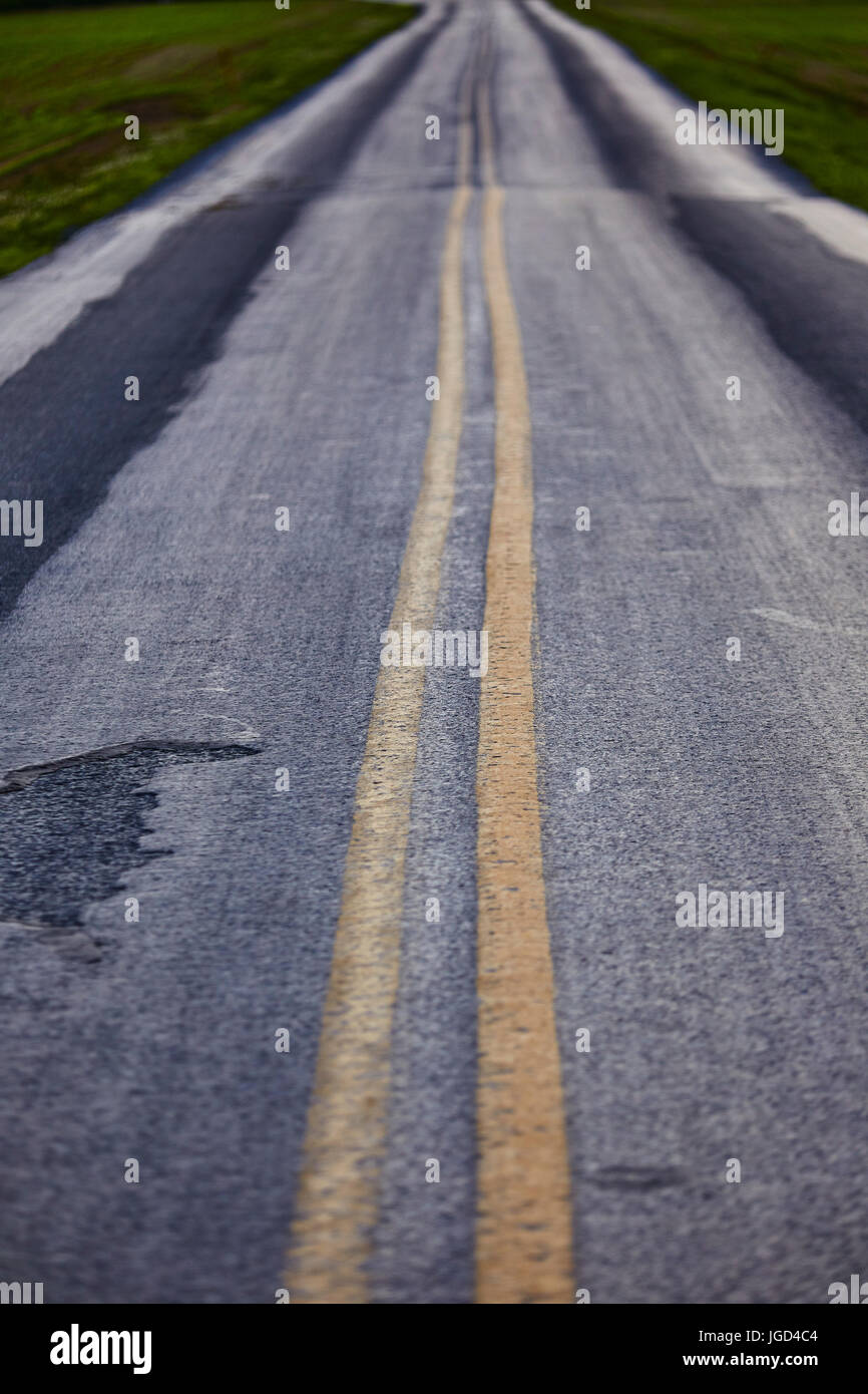two lane country road in Lancaster County, Pennsylvania, USA. These