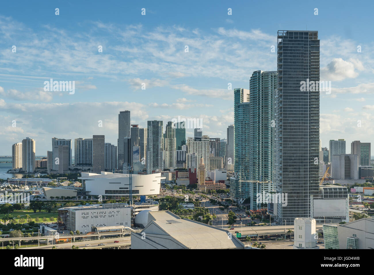 Miami, Florida city skyline looking south. Stock Photo