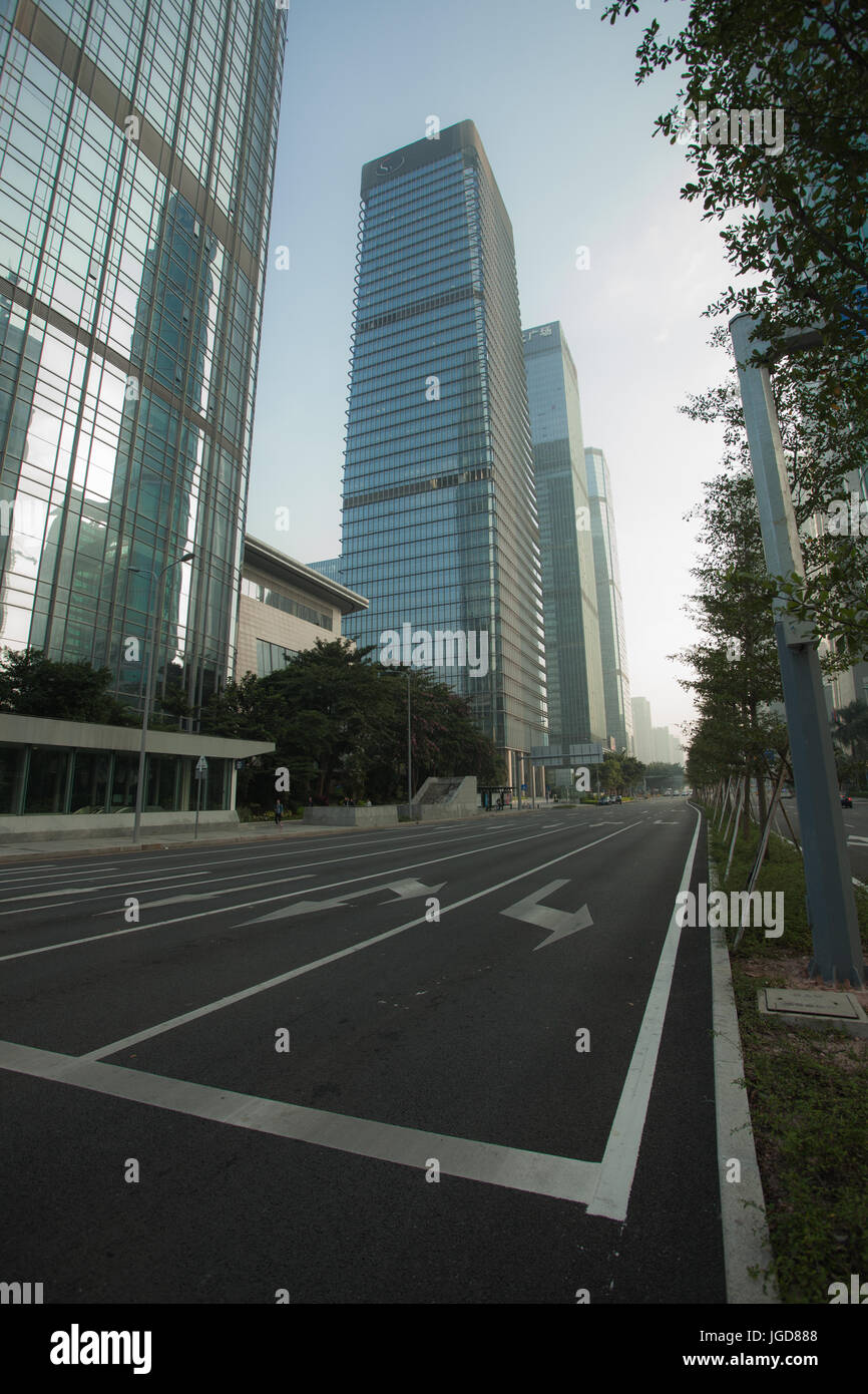 Skyscrapers in Futian district; Shenzhen; Guangdong province, city of China Stock Photo