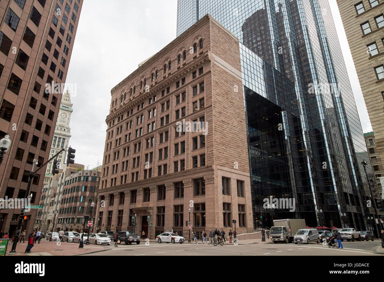 former boston stock exchange building facade to exchange place Boston USA Stock Photo