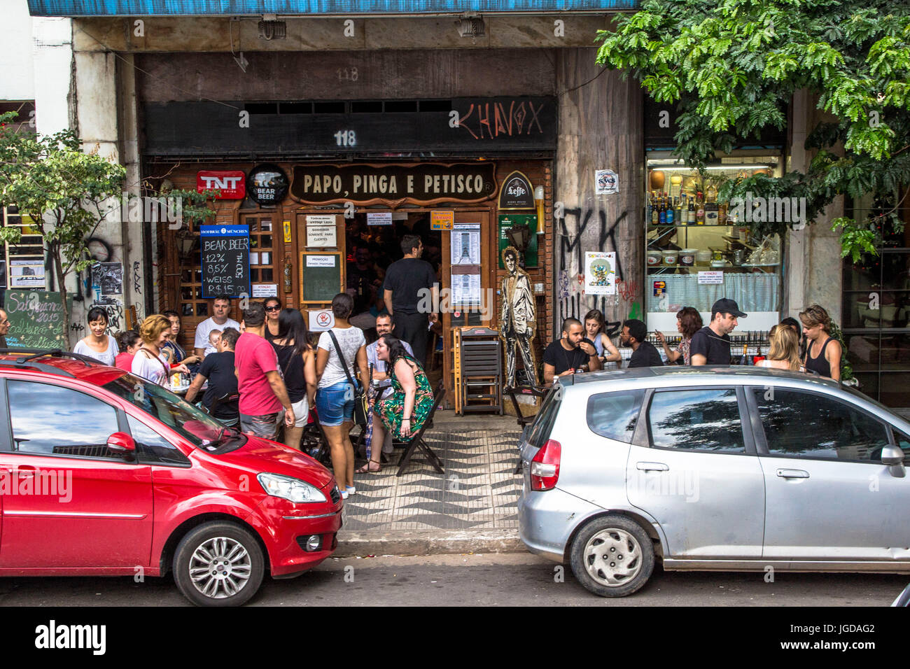 People, bar, Satyrianas Festival 2015 20/11, Capital, Roosevelt Square, center, São Paulo, Brazil. Stock Photo