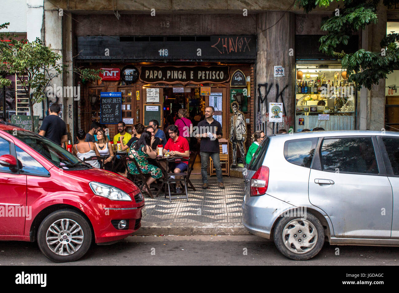 People, bar, Satyrianas Festival 2015 20/11, Capital, Roosevelt Square, center, São Paulo, Brazil. Stock Photo