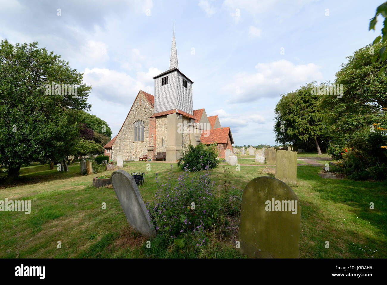 St. Laurence and All Saints Church in Eastwood, Southend, Essex. Next to London Southend Airport. Space for copy Stock Photo