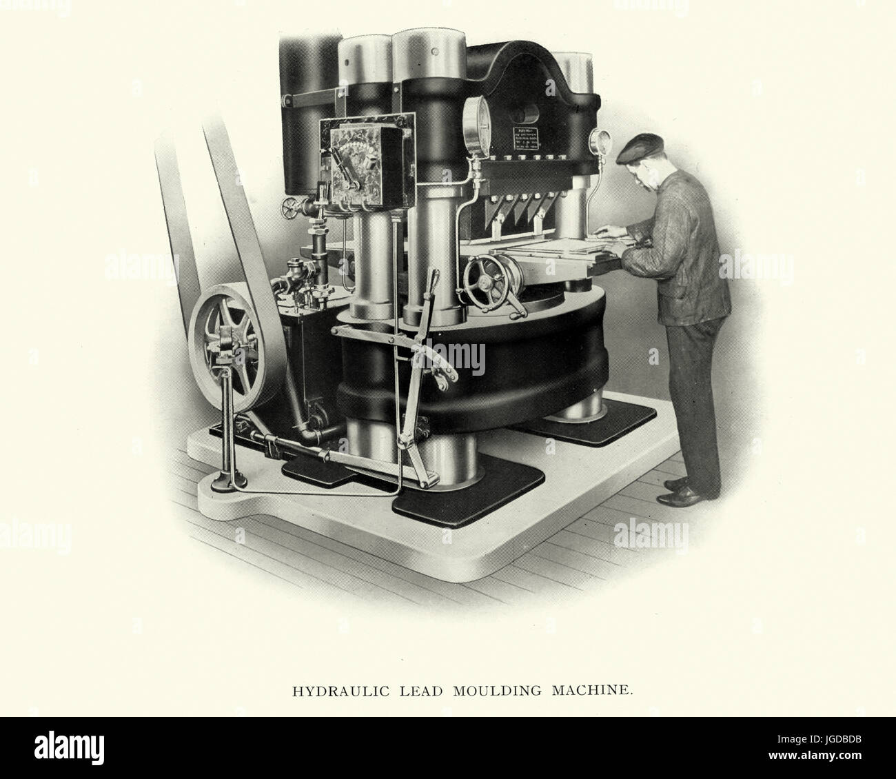 Hydraulic lead moulding machine, 1913 Stock Photo Alamy