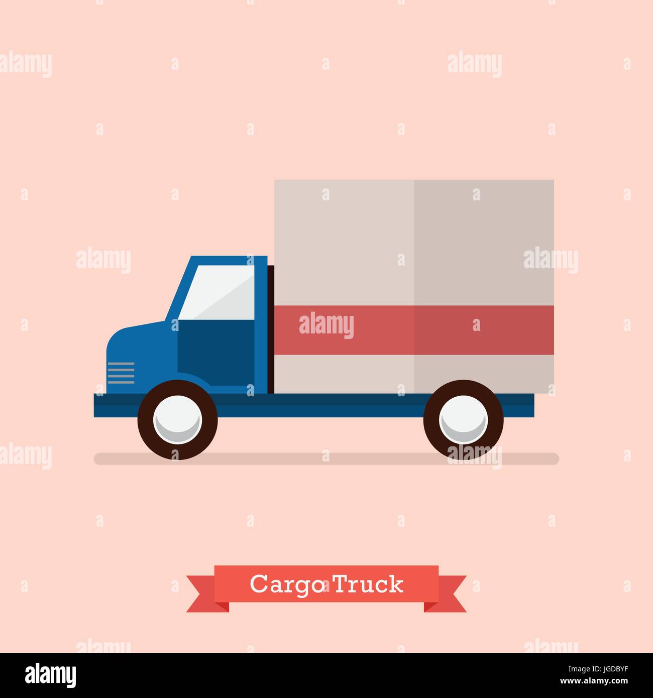 Cargo Truck Vector Illustration. Flat style design Stock Vector