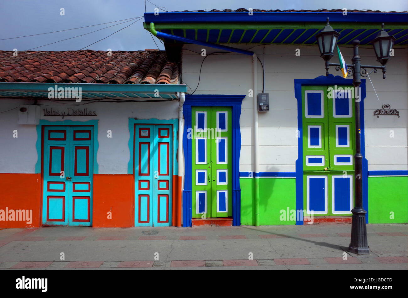 10TH OCTOBER 2016, SALENTO, COLOMBIA - Colourful houses in Salento Stock Photo