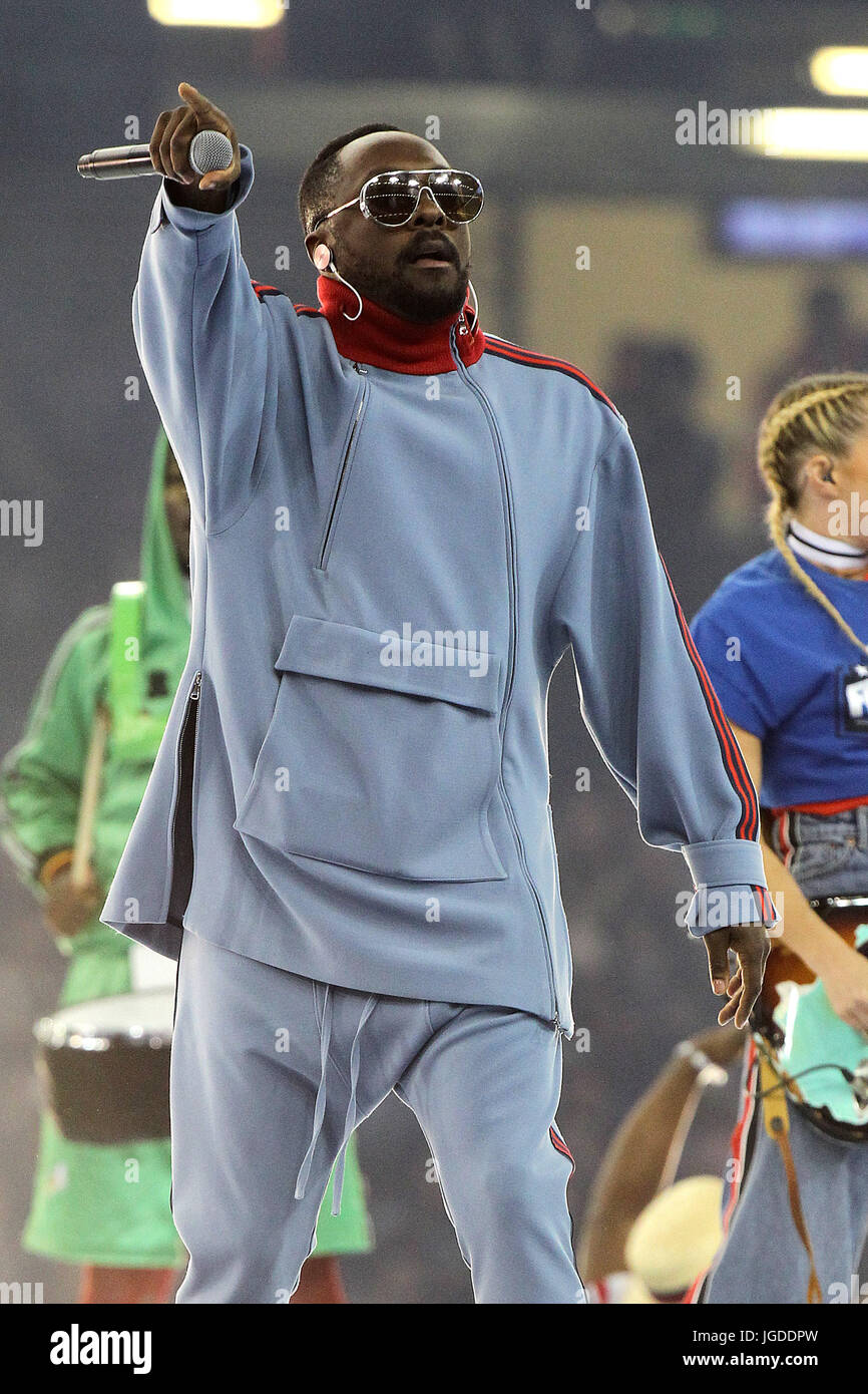 The Black Eyed Peas perform as part of the opening ceremony of the UEFA Champions League final at the Millennium Stadium in Cardiff, Wales.  Featuring: The Black Eyed Peas, will.i.am Where: Cardiff, Wales, United Kingdom When: 03 Jun 2017 Credit: WENN.com Stock Photo