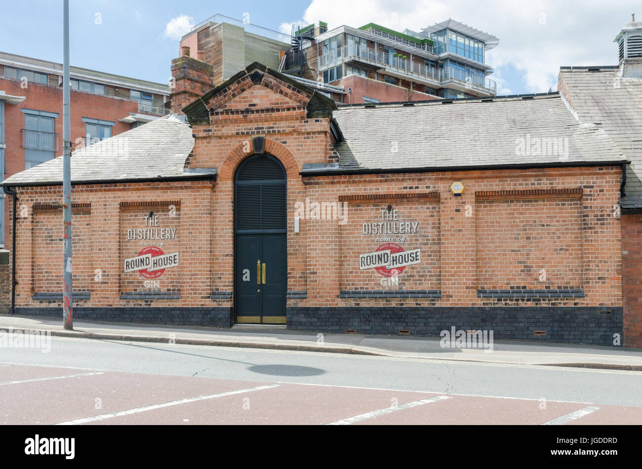 The Distillery gin bar and pub by the canal running through Birmingham