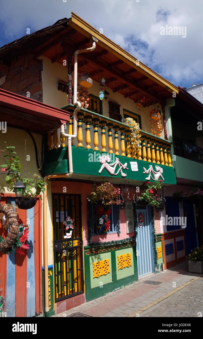22ND DECEMBER 2014, GUATAPE, COLOMBIA Colourful houses in Guatape