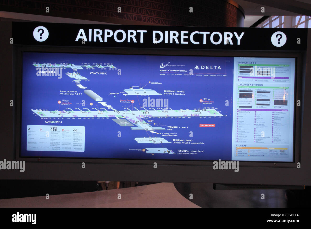 Airport directory map hi-res stock photography and images - Alamy