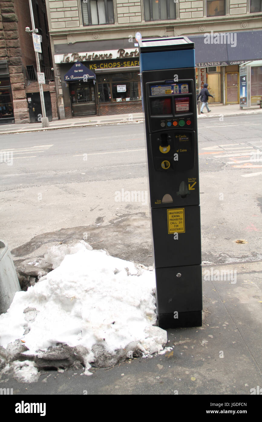 Parking meter, 7th Avenue, Times Square, New York, United States Stock Photo