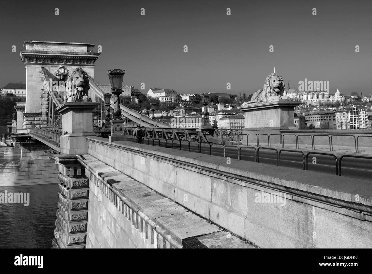 Chain bridge river danube hungarian Black and White Stock Photos ...