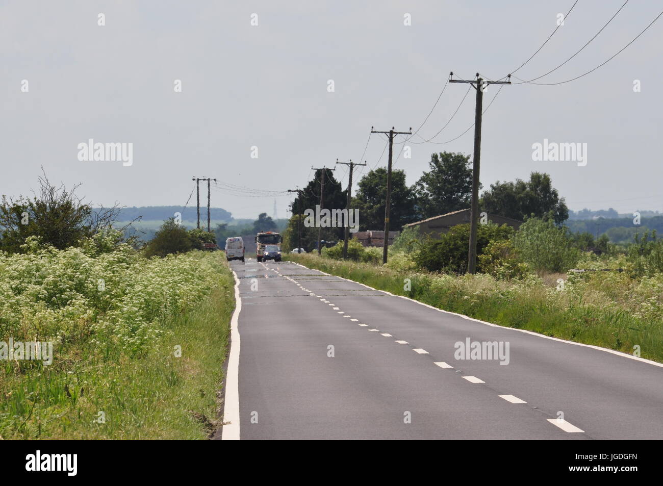 Looking west-south-west along the B660, near Holme, Cambridgeshire Fens, England UK Stock Photo