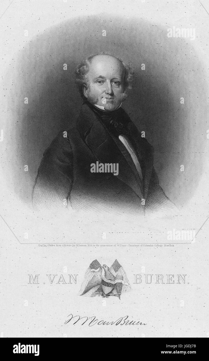 Engraved portrait of Martin Van Buren, American politician and 8th President of the United States, 1843. From the New York Public Library. Stock Photo