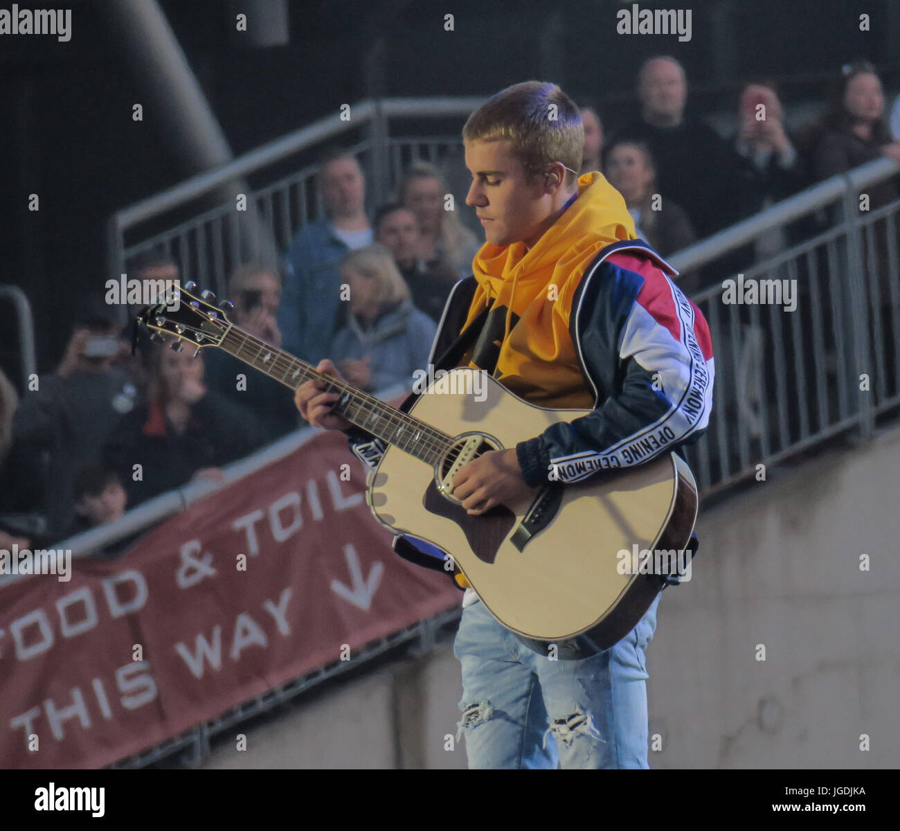 One Love Manchester concert - Performers join Ariana Grande at Old Trafford Cricket Ground in a concert to benefit the victims of the terror attack after her Manchester show last month.  Featuring: Justin Bieber Where: Manchester, United Kingdom When: 04 Jun 2017 Credit: WENN.com Stock Photo