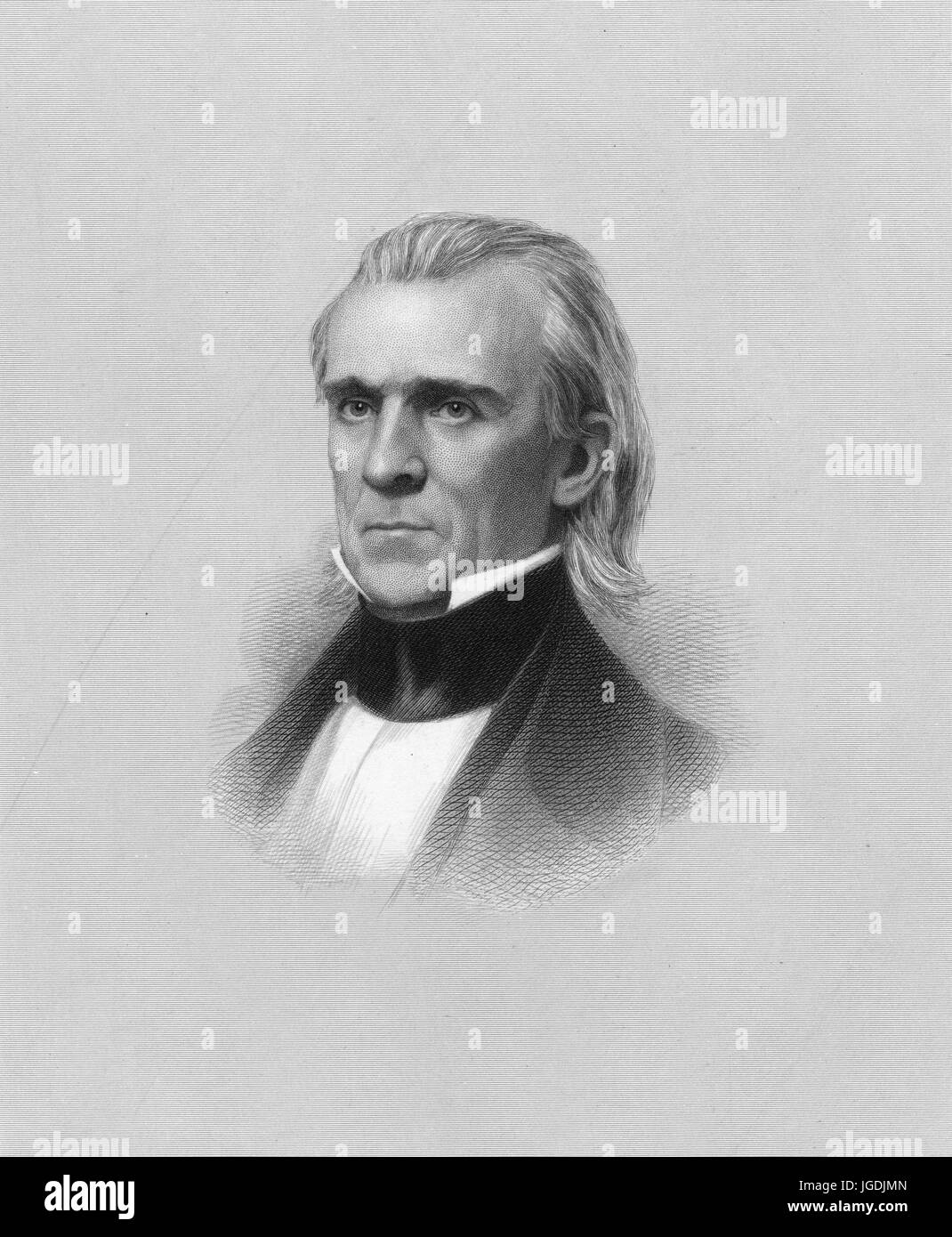 Engraved portrait of James K. Polk, lawyer and politician who was the