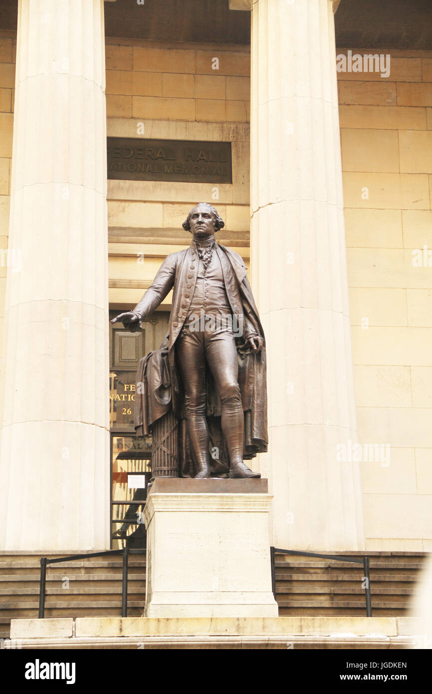 A statue of former President Washington, Manhattan, New York