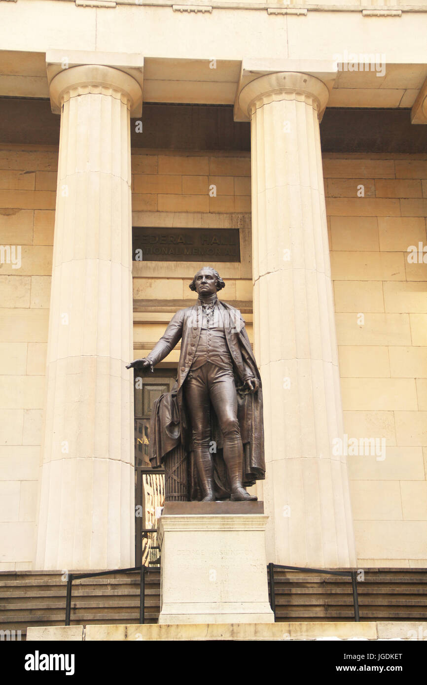A statue of former President Washington, Manhattan, New York