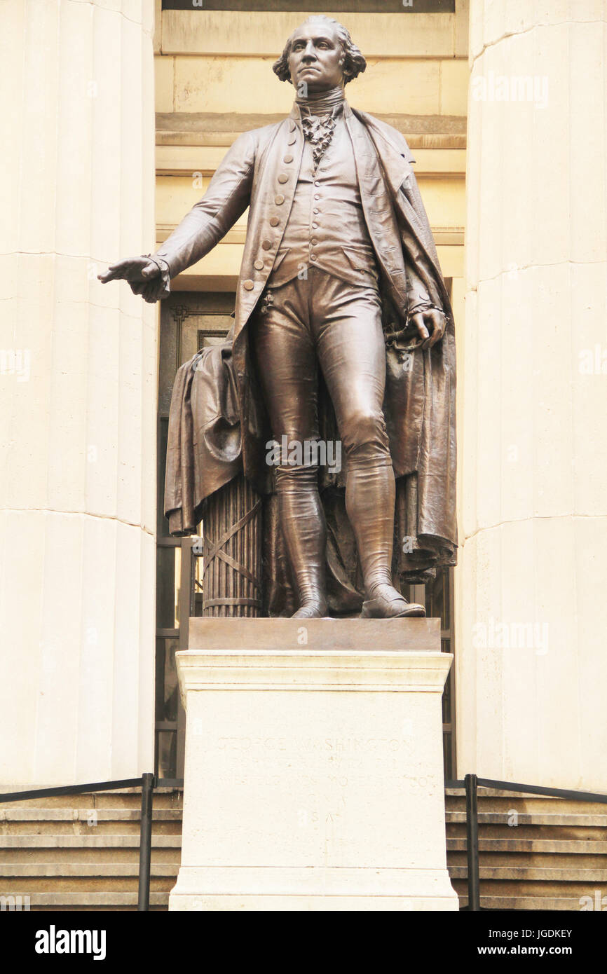 A statue of former President Washington, Manhattan, New York