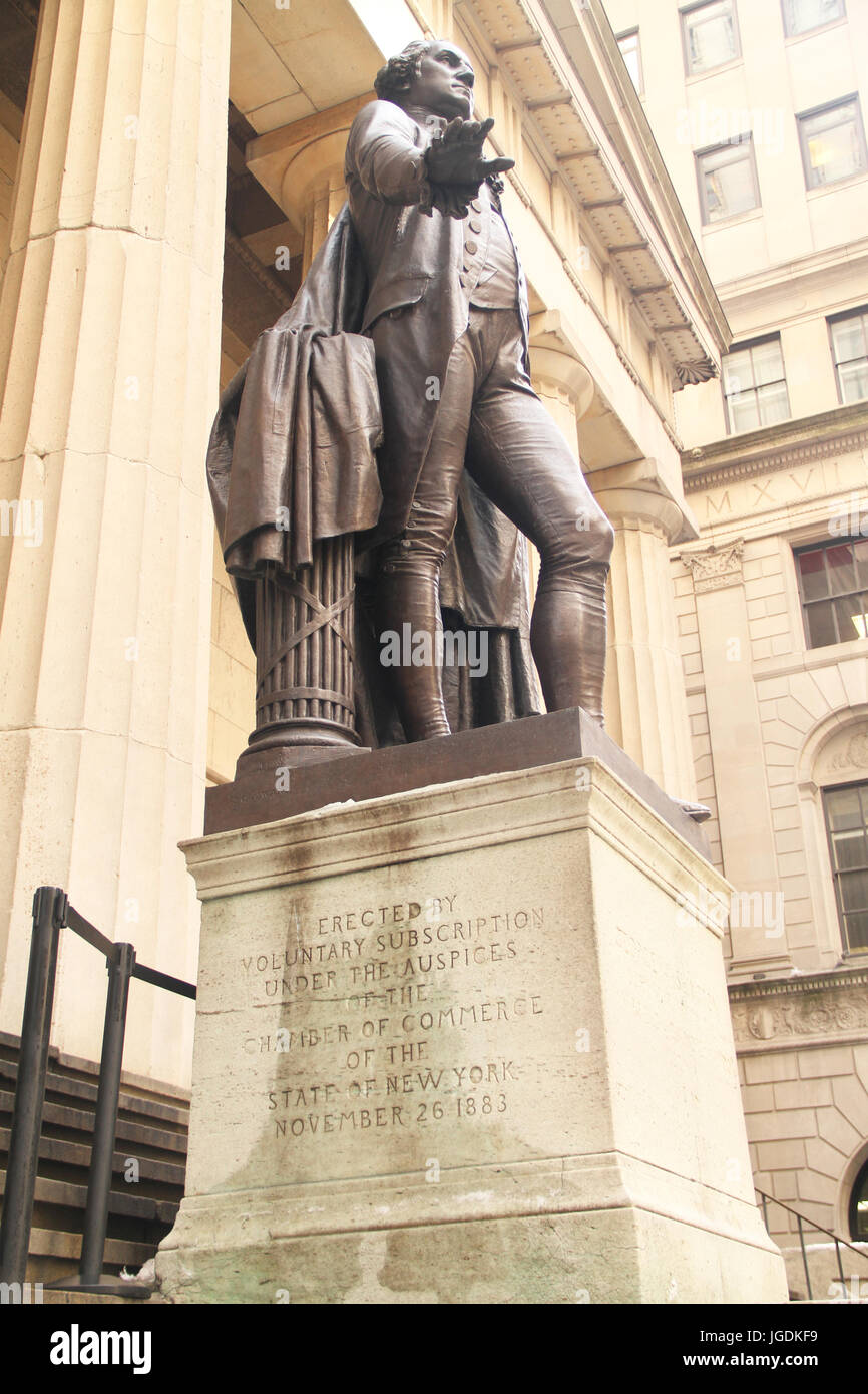 A statue of former President George Washington, Manhattan, New York City, United States Stock Photo