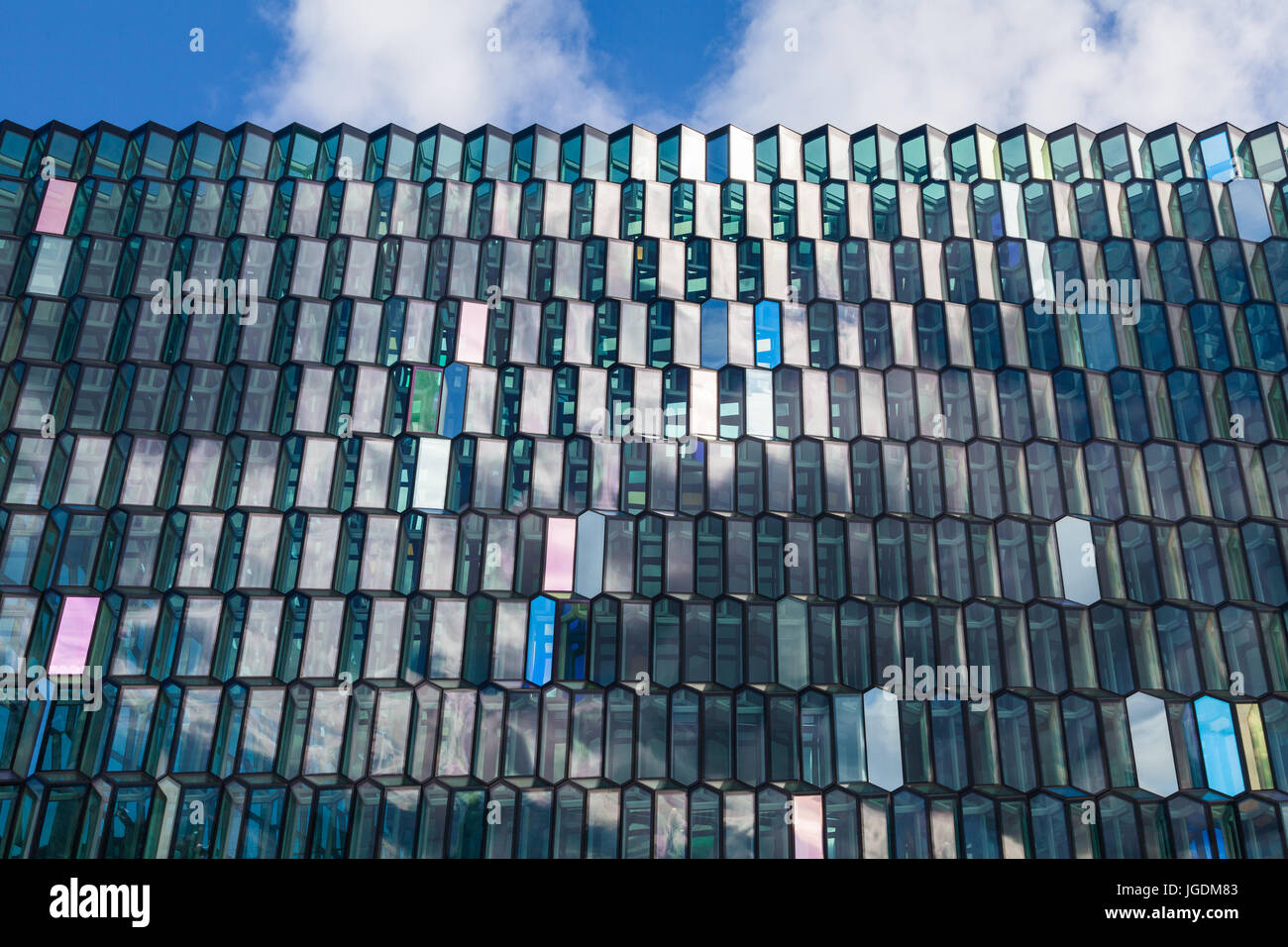 Outer facade of the Harpa Concert Hall in Reykjavik Stock Photo