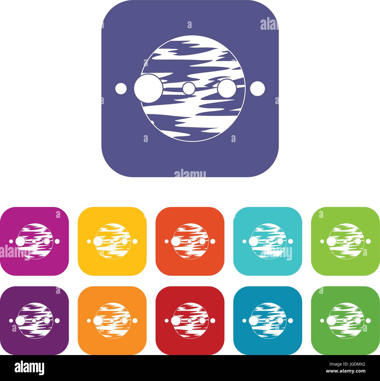Planet and moons icons set flat Stock Vector Image & Art - Alamy