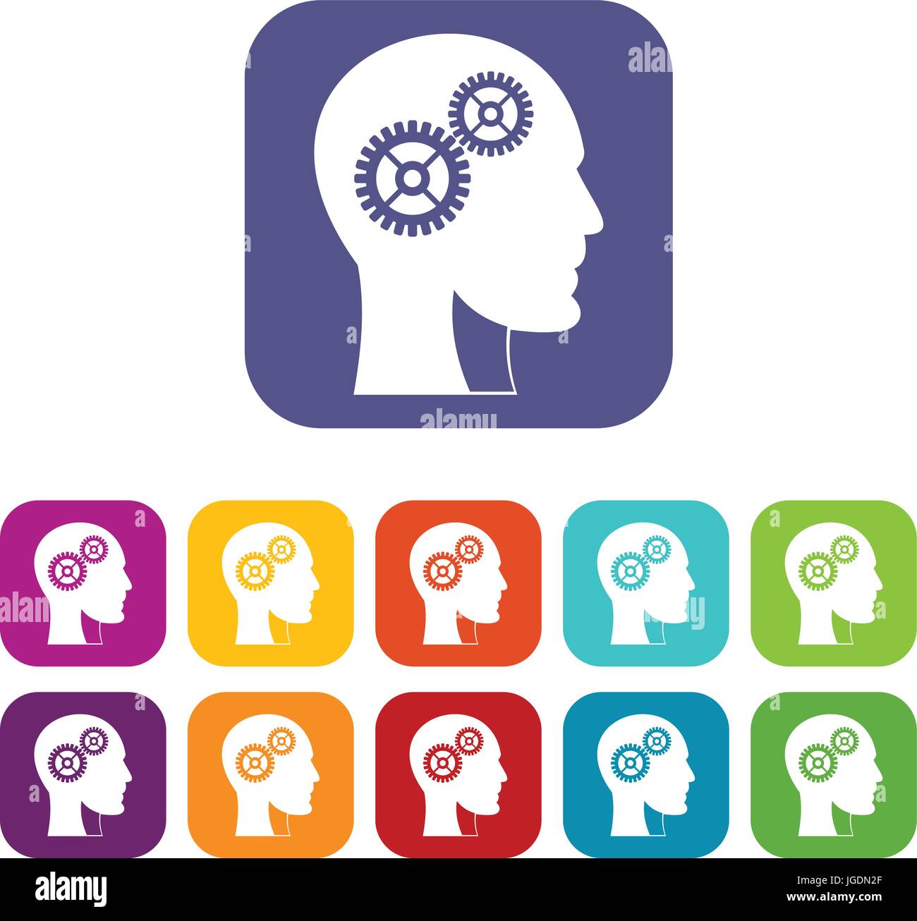 Gears in human head icons set flat Stock Vector Image & Art - Alamy