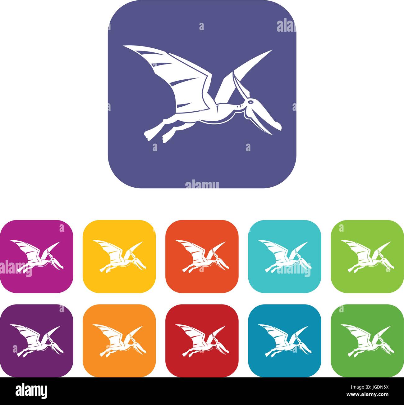 Pterosaurs dinosaur icons set flat Stock Vector Image & Art - Alamy
