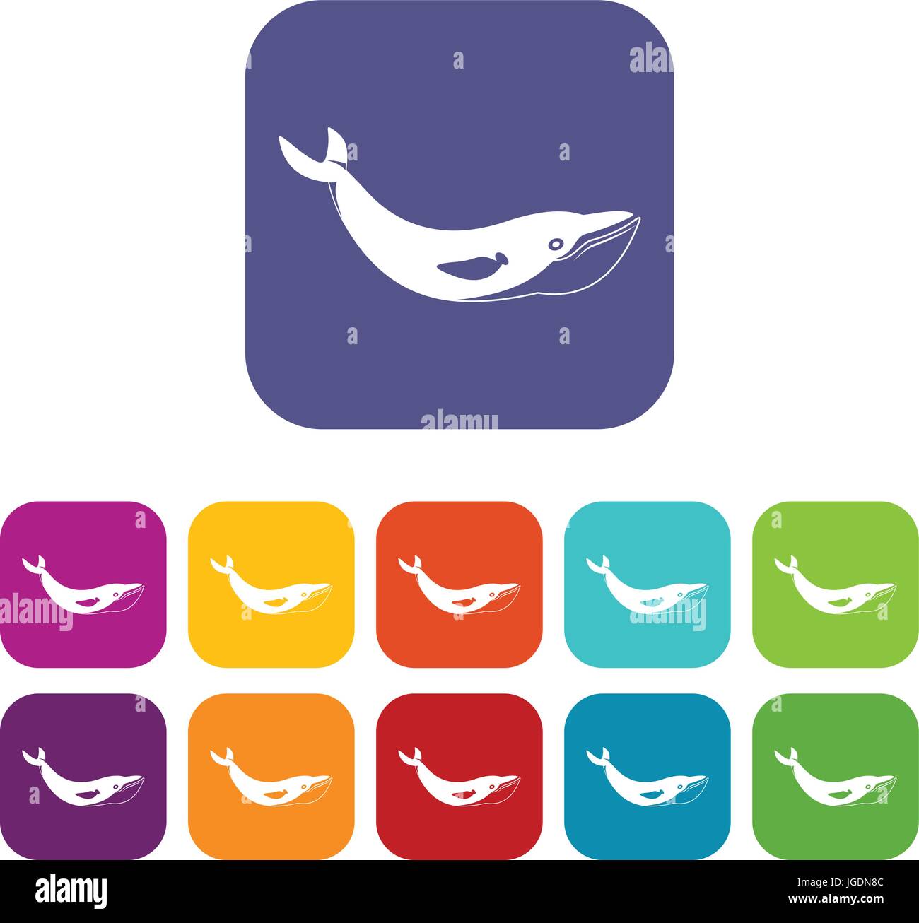Whale icons set flat Stock Vector