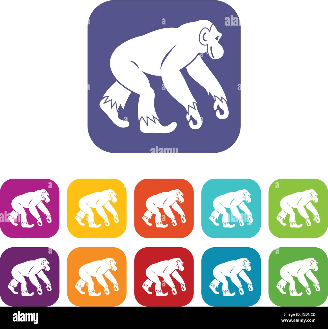 Monkey standing icons set flat Stock Vector Image & Art - Alamy