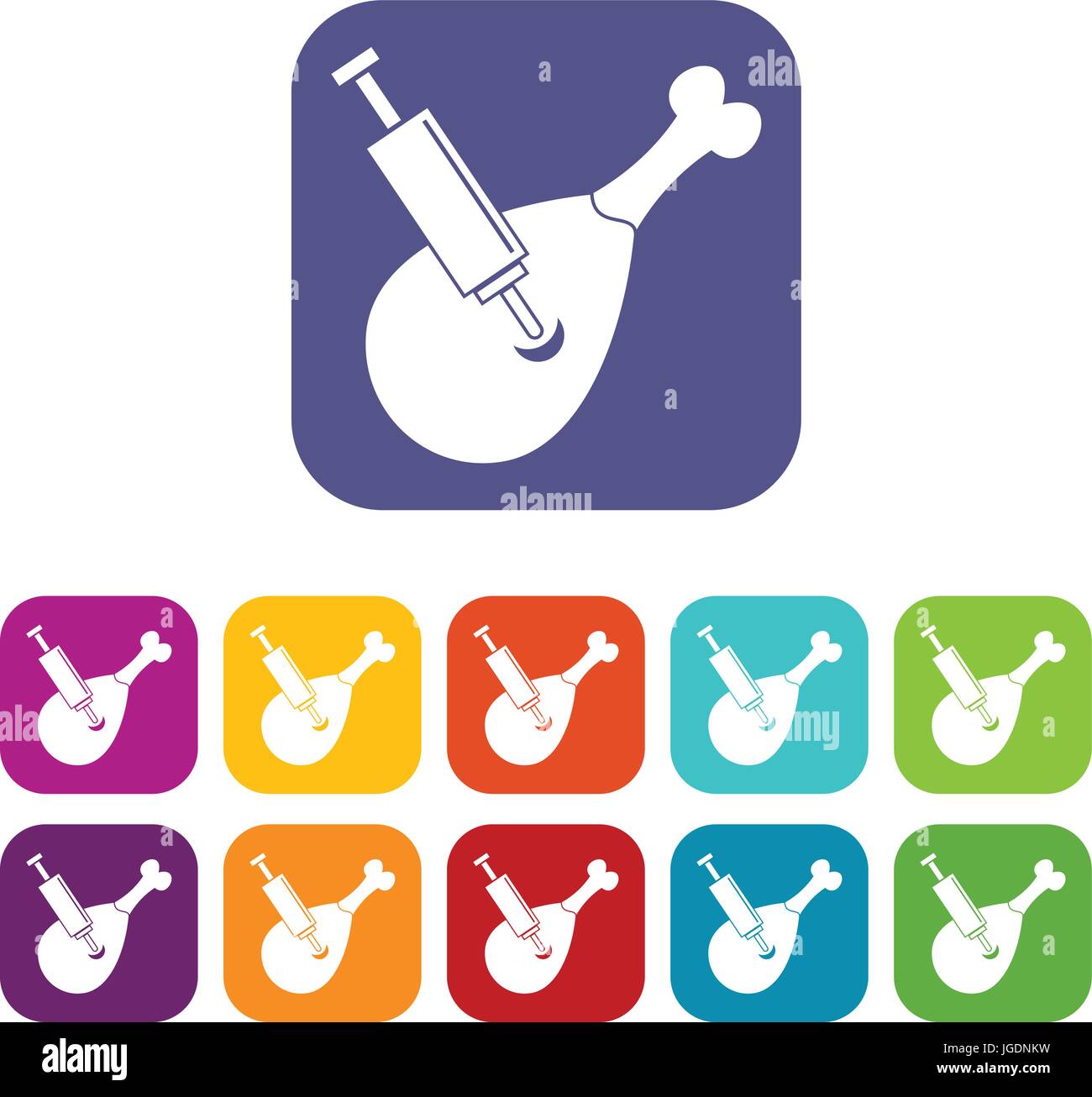 Syringe being injected to a piece of meat icons Stock Vector Image ...