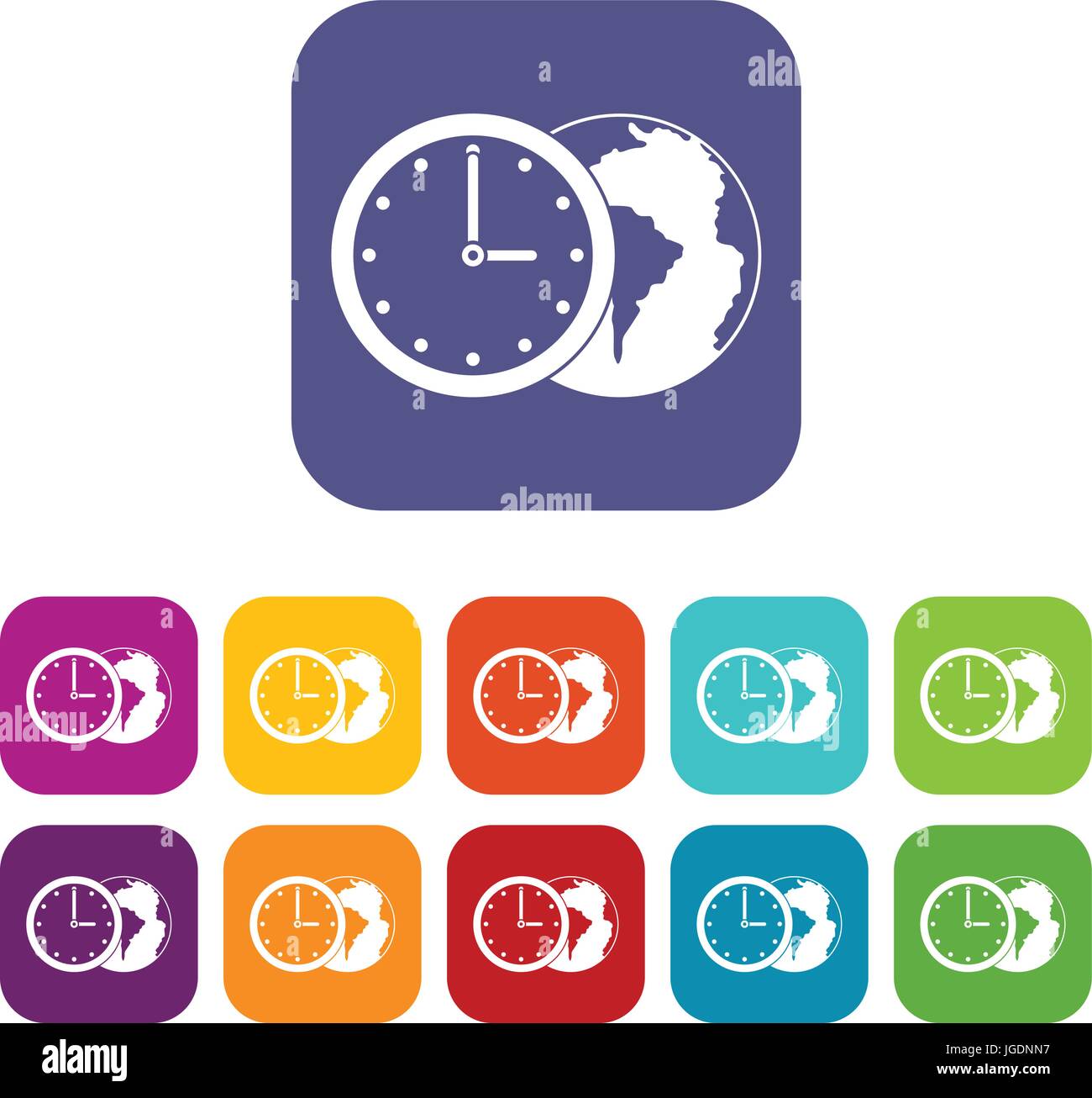World planet with watch icons set flat Stock Vector Image & Art - Alamy