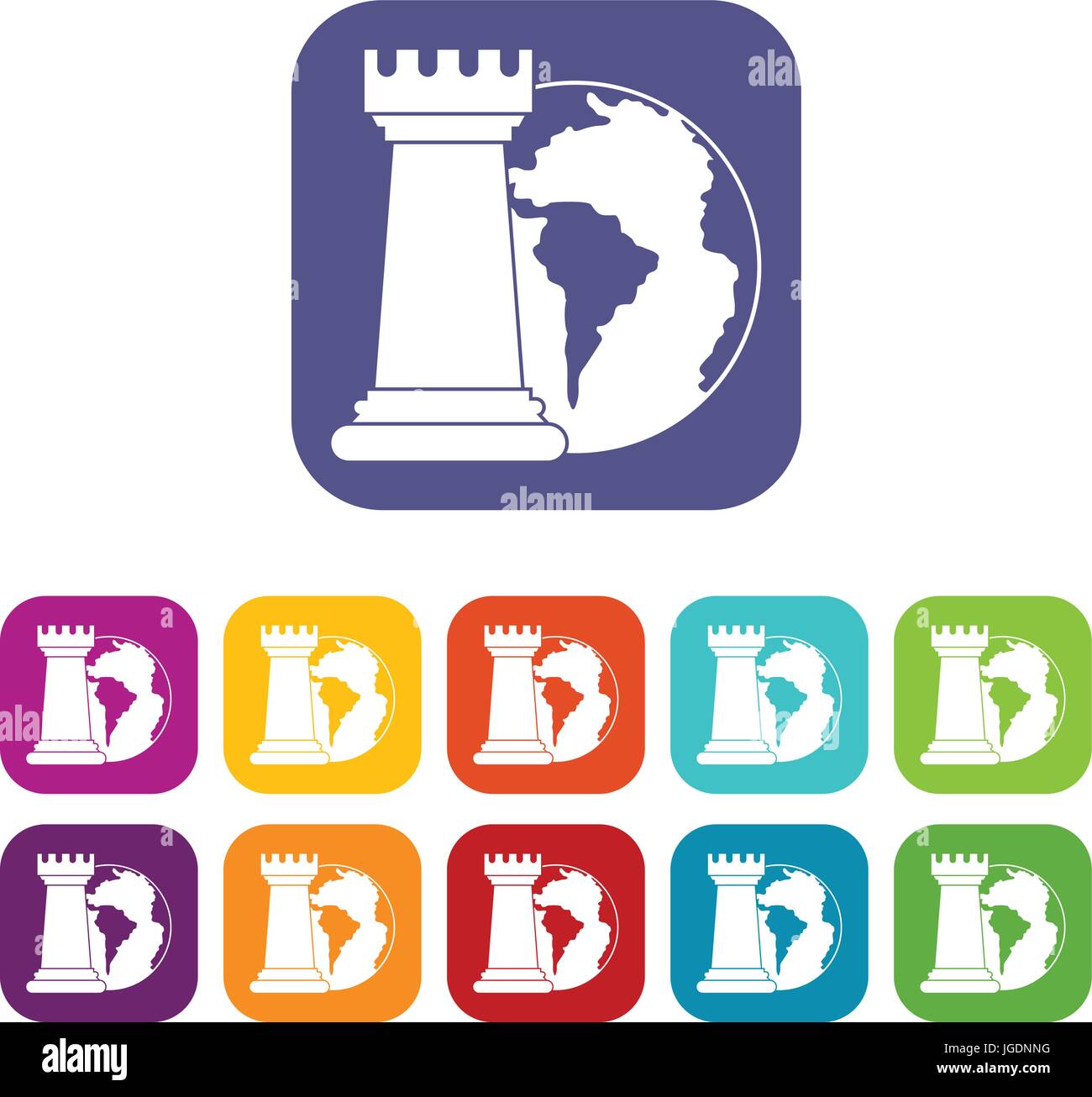 World planet and chess rook icons set flat Stock Vector Image & Art - Alamy