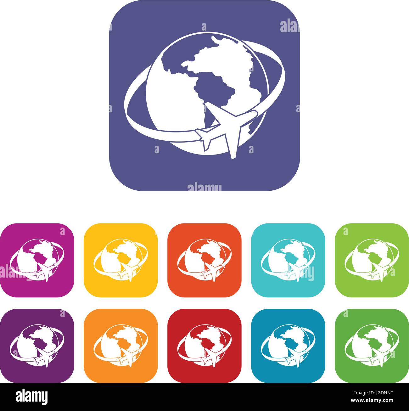 Travelling around the world icons set flat Stock Vector Image & Art - Alamy