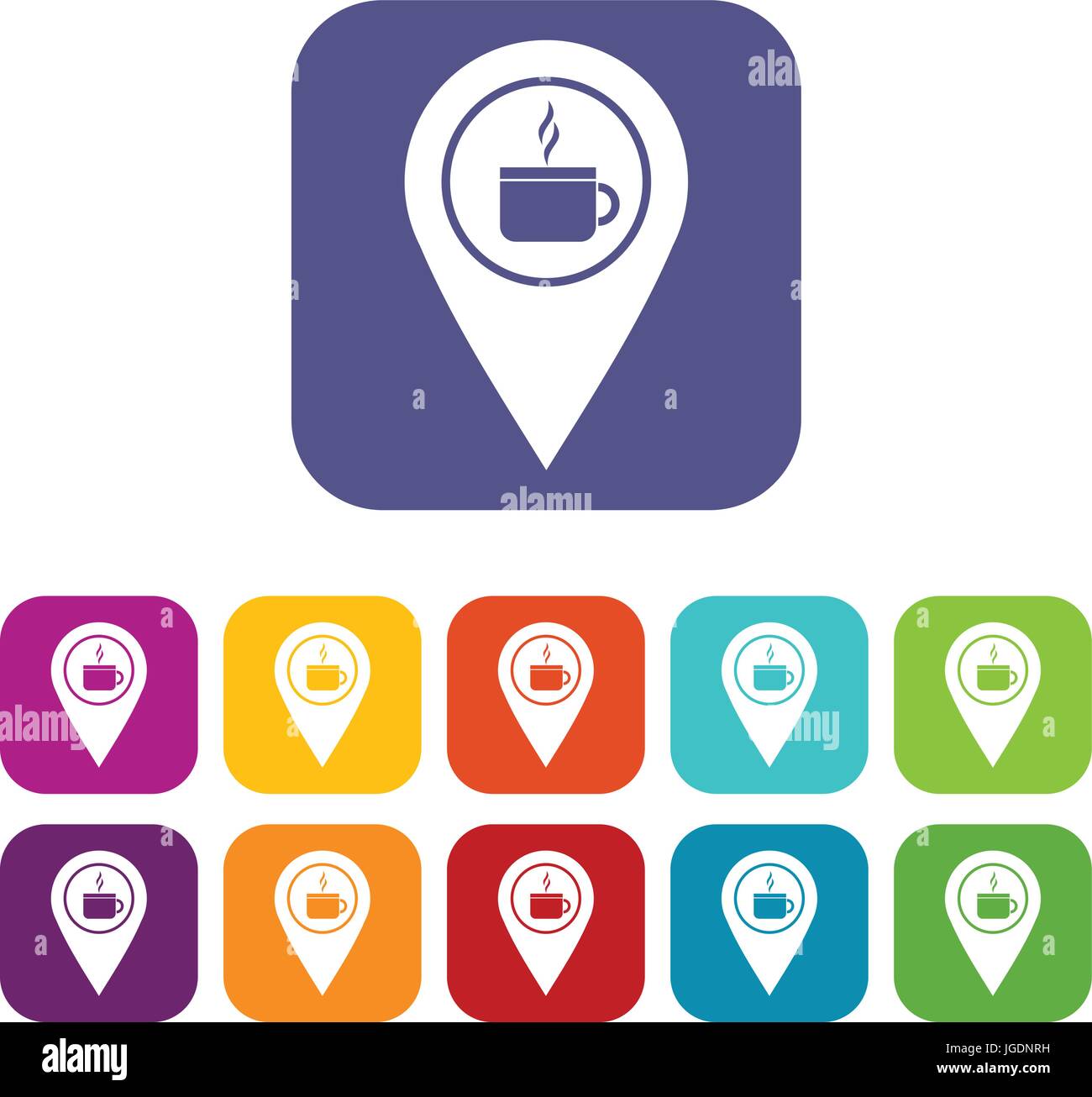 Map pin location with tea or coffee cup sign icons Stock Vector Image ...