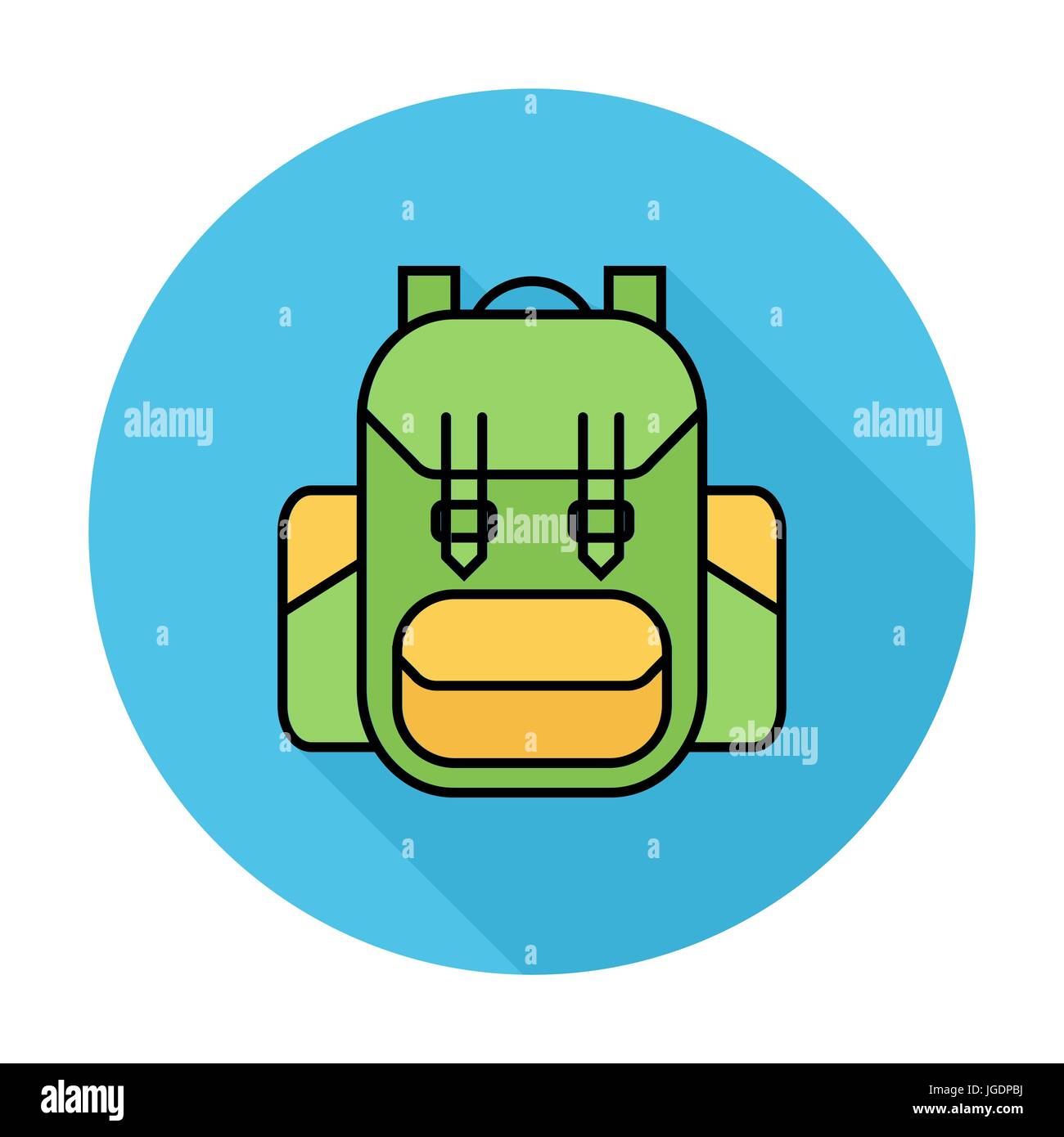 Rucksack. Single flat color icon on the circle. Vector illustration ...