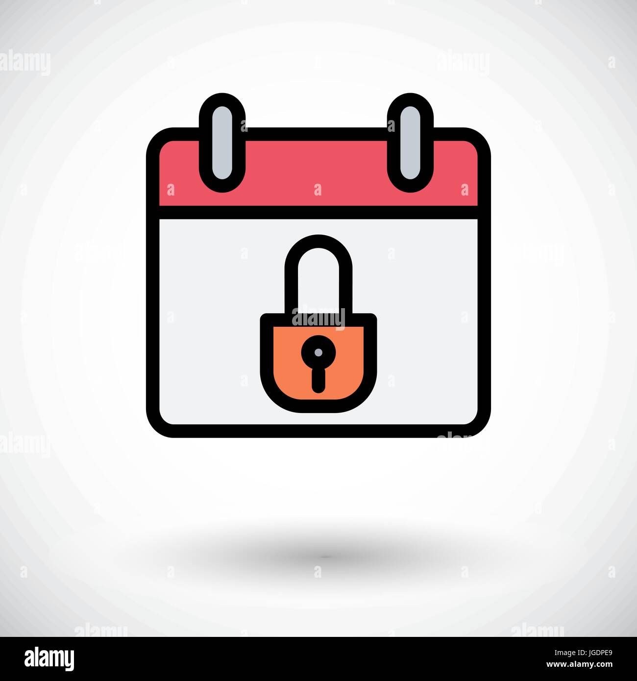 Calendar with padlock icon. Flat vector related icon for web and mobile ...