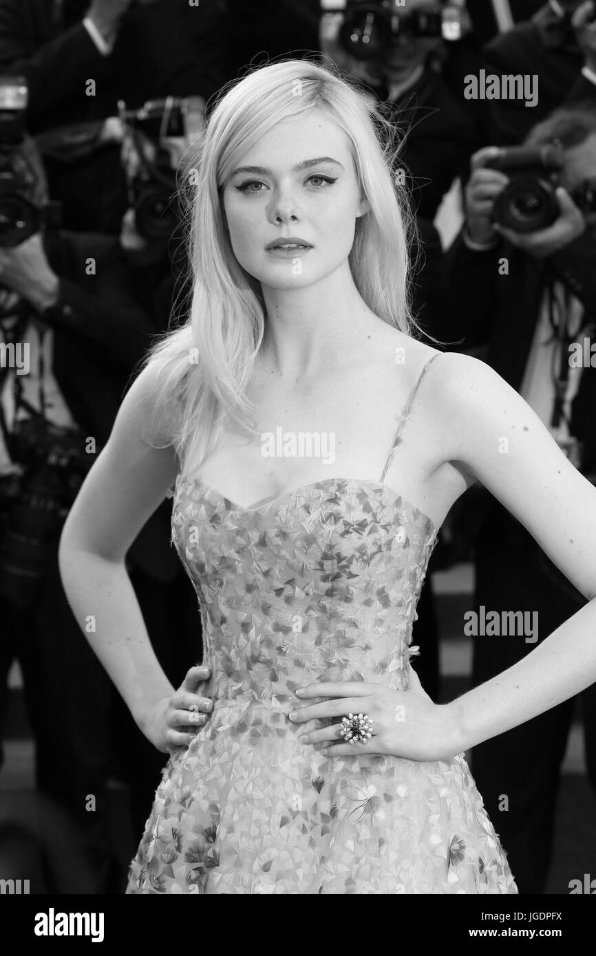 Elle Fanning attends the 70th anniversary event during the 70th annual Cannes Film Festival at Palais des Festivals on May 23, 2017 in Cannes, France. Stock Photo