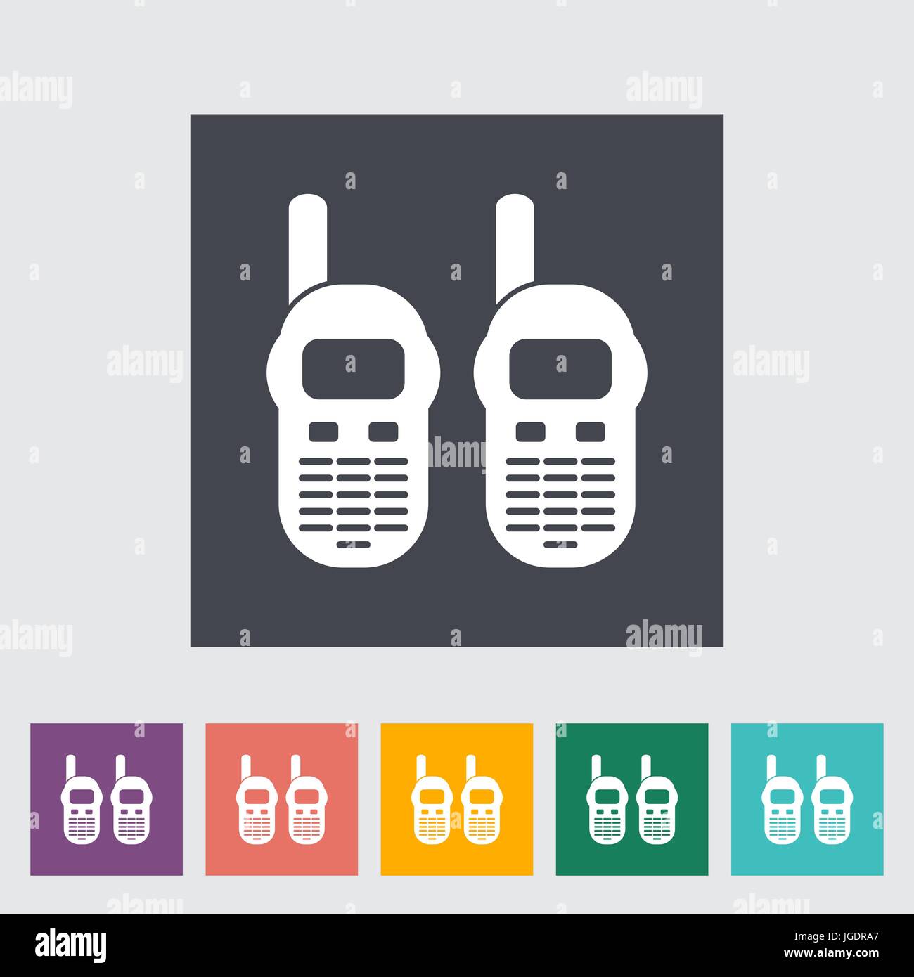 Portable radio. Single flat icon on the button. Vector illustration ...