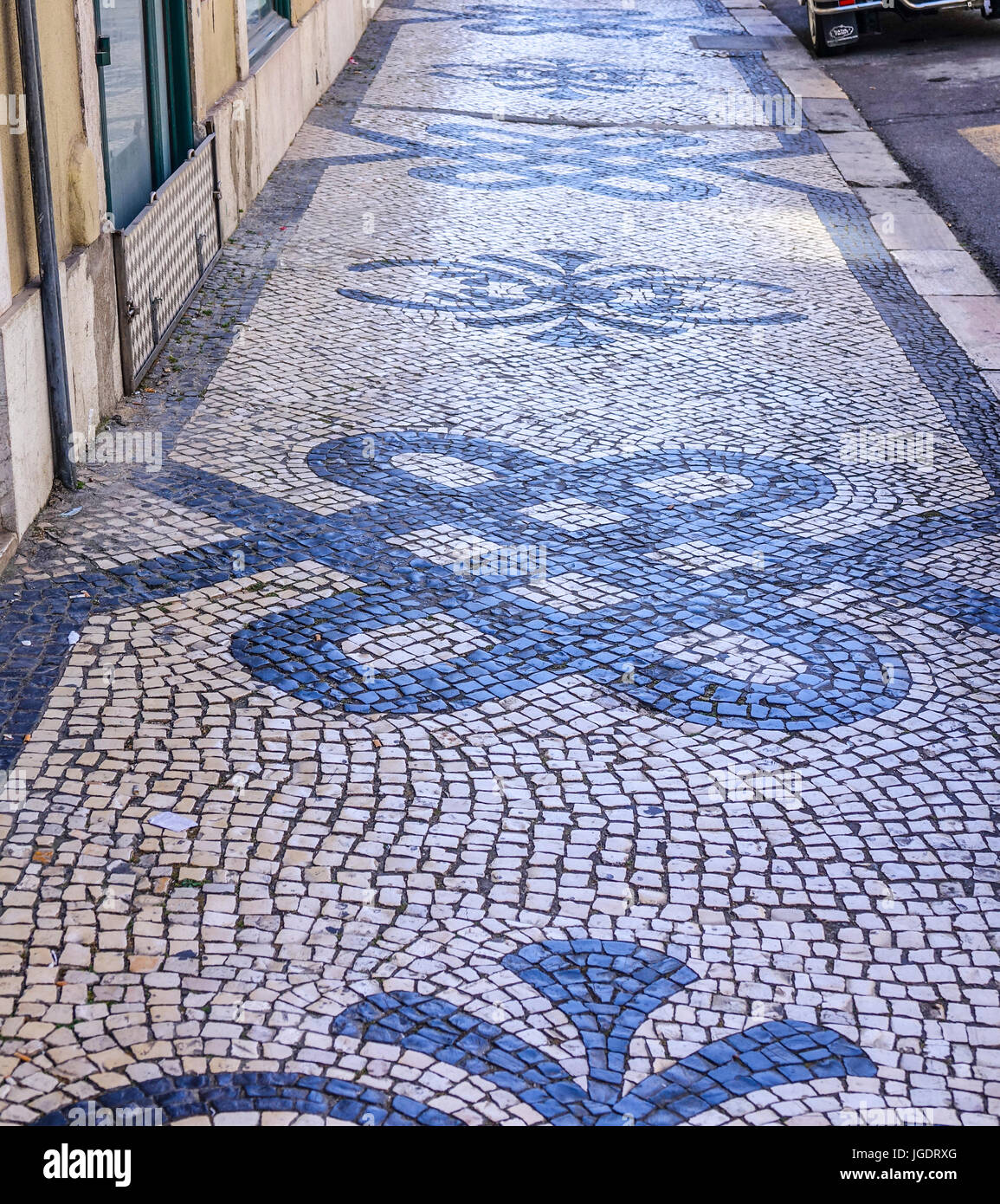 The typical tiled sidewalks in Lisbon - LISBON - PORTUGAL 2017 Stock ...