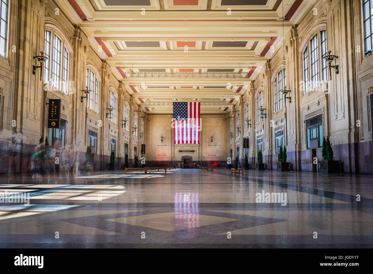 A detail shot of the front of Union Station at the Kansas City