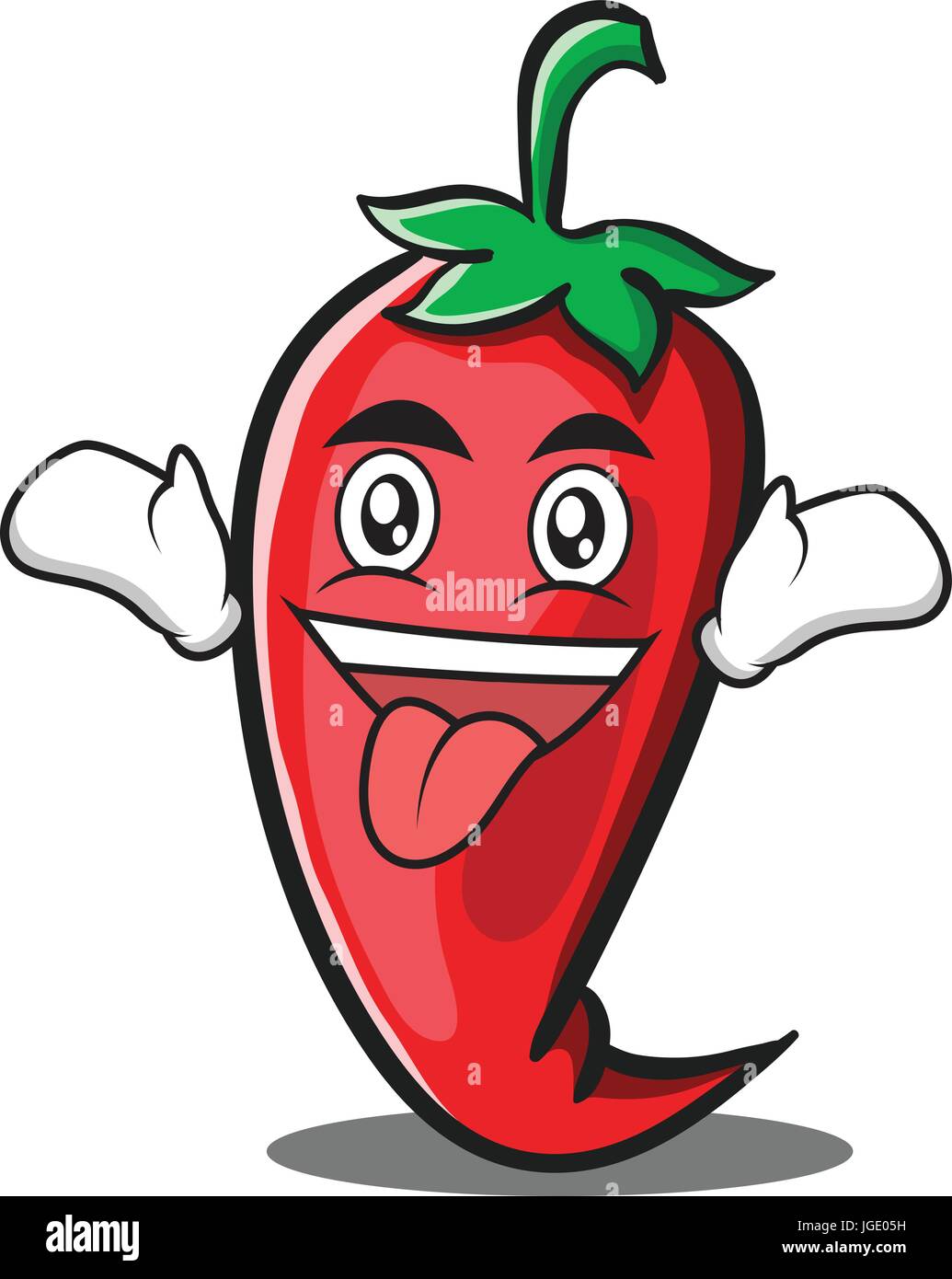 Crazy red chili character cartoon Stock Vector