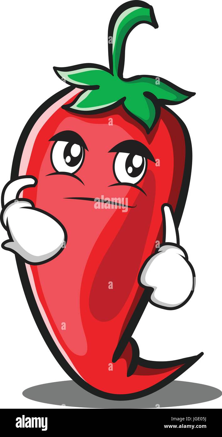Smirking red chili character cartoon Stock Vector